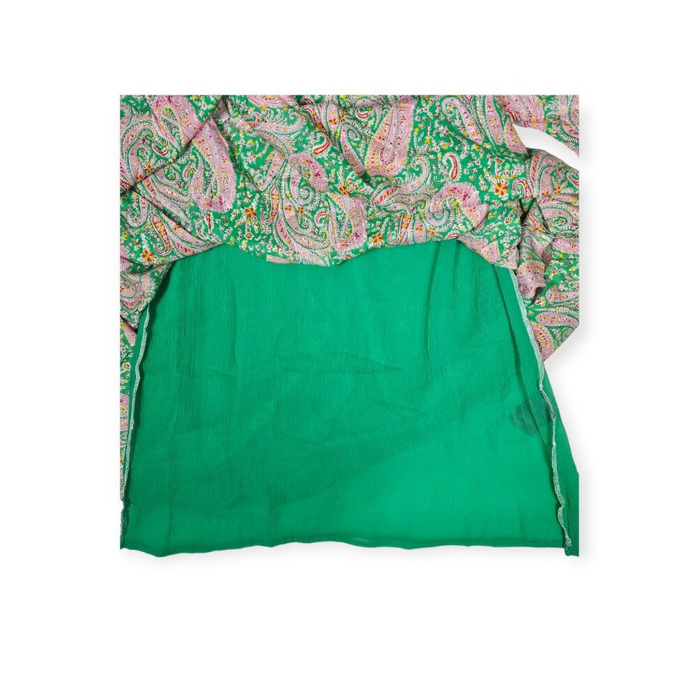 ba&sh Odeon Paisley Print Mini Dress Green Pink Cotton Size 2 - Picture 8 of 10